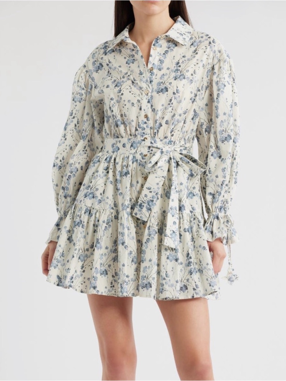 En Saison
Bow Long Sleeve Tie
Waist Cotton Shirtdress